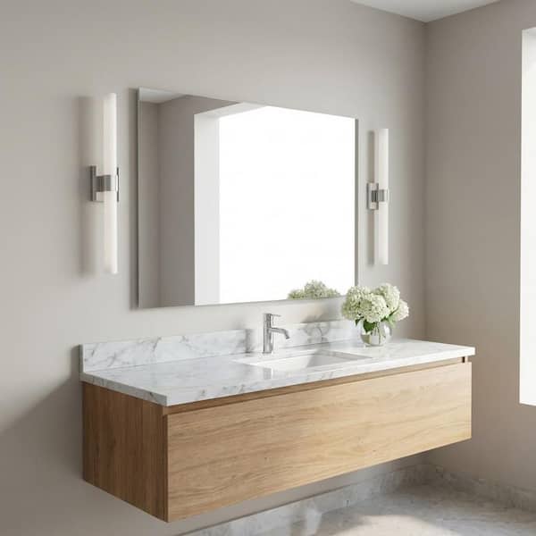 Sarco 36 in. W x 5 in. H Chrome Modern Dimmable LED Bathroom Vanity Light with White Acrylic Shade