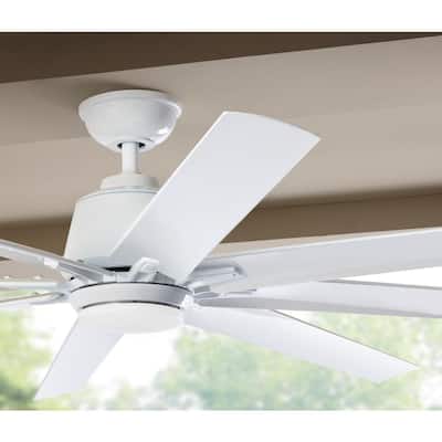 Kensgrove 72 in. Integrated LED Indoor/Outdoor White Ceiling Fan with Light and Remote Control