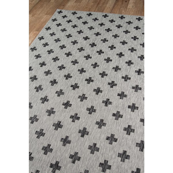 Umbria Grey 2 ft. 7 in. x 7 ft. 6 in. Indoor/Outdoor Runner Rug