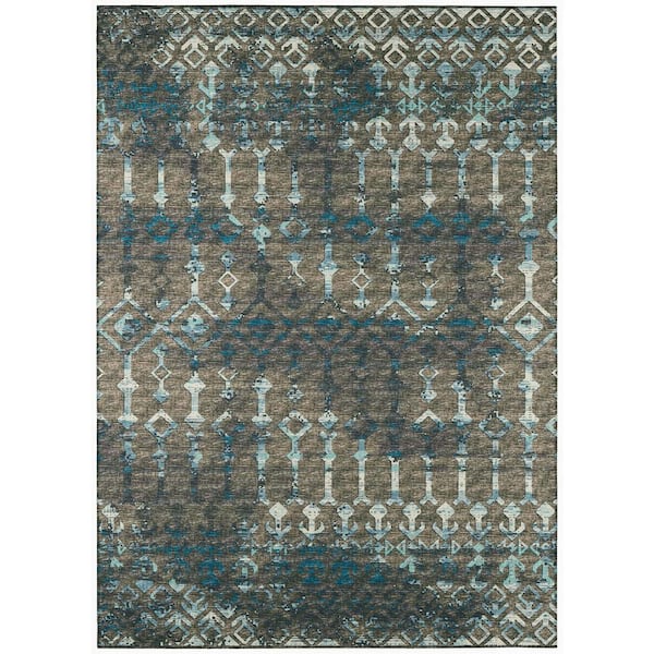 Addison Rugs Bravado Brown 3 ft. x 5 ft. Geometric Indoor/Outdoor Washable Area Rug