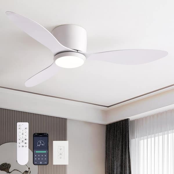 42 in. Smart Indoor Modern White Standard Ceiling Fan with Dimmable LED Light and Remote APP Wall Control Included