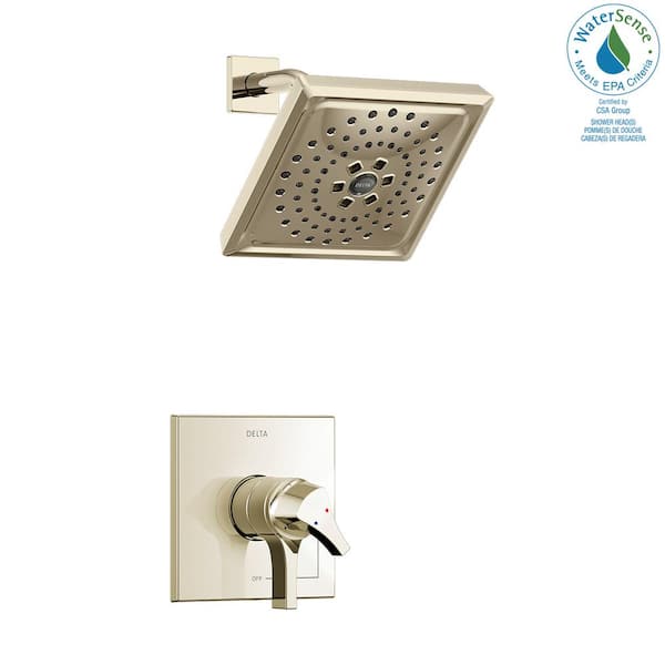 Delta Zura 1-Handle Shower Faucet Trim Kit with H2Okinetic Spray in Polished Nickel (Valve Not Included)