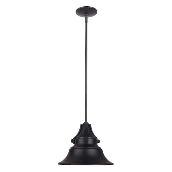 CRAFTMADE Union 9.5 in. 1 Light Midnight Finish Dimmable Outdoor Pendant Light with Midnight Aluminum Shade, No Bulb Included