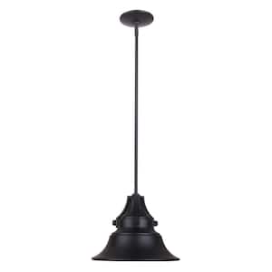 Union 9.5 in. 1 Light Midnight Finish Dimmable Outdoor Pendant Light with Midnight Aluminum Shade, No Bulb Included