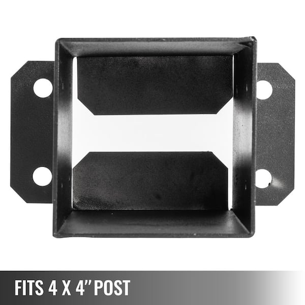 4X4 Post Base, 4 Sets Post Anchor, (Inner Size 3.5X3.5) Black Metal  Powder-Coa