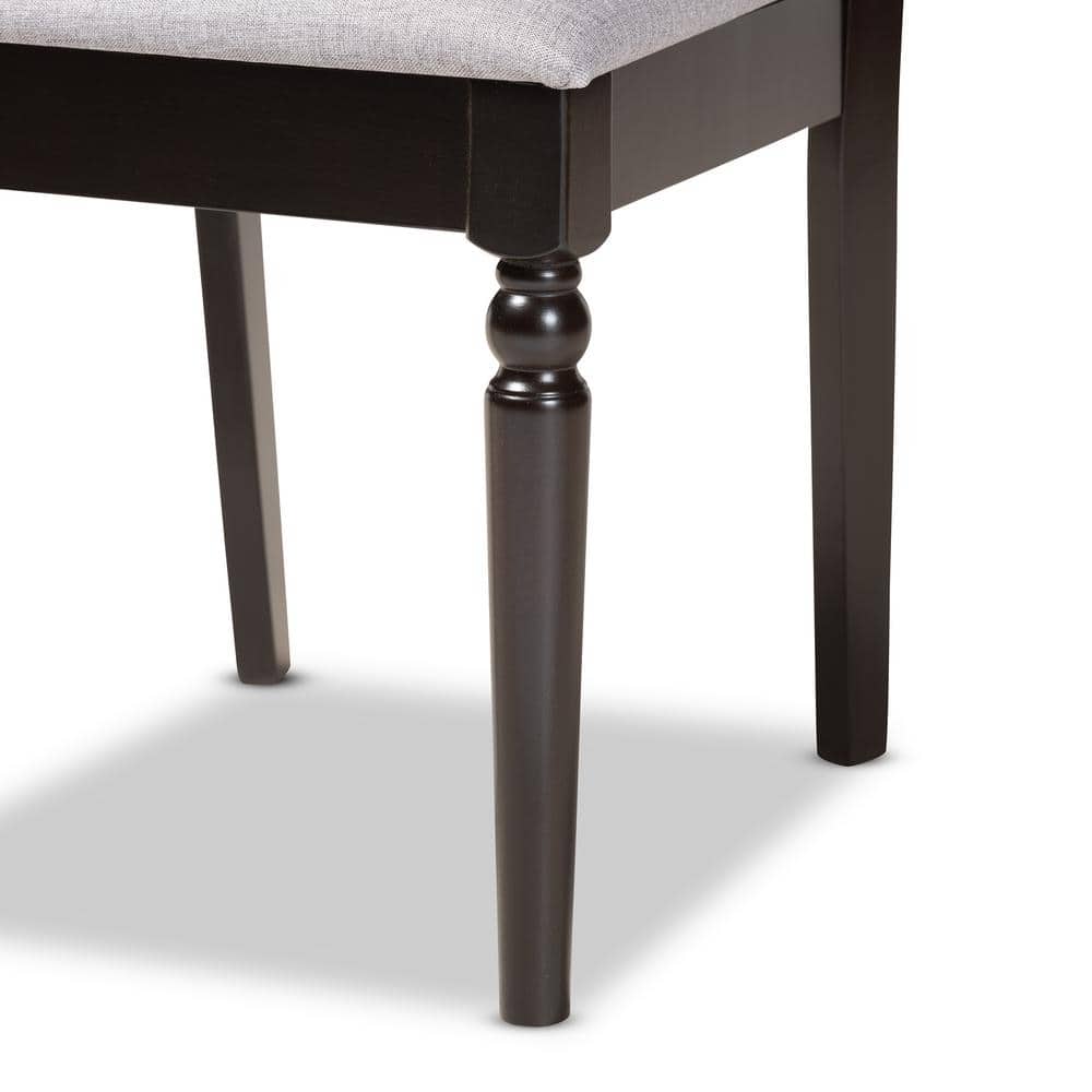 Renaud Dark Brown Upholstered Leather Side Chair with Wood Frame