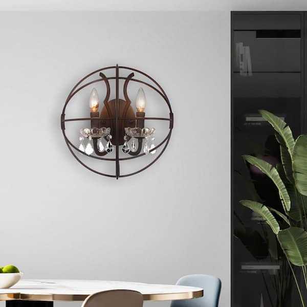 Campechia 2 Light Wall Sconce With Brown Finish