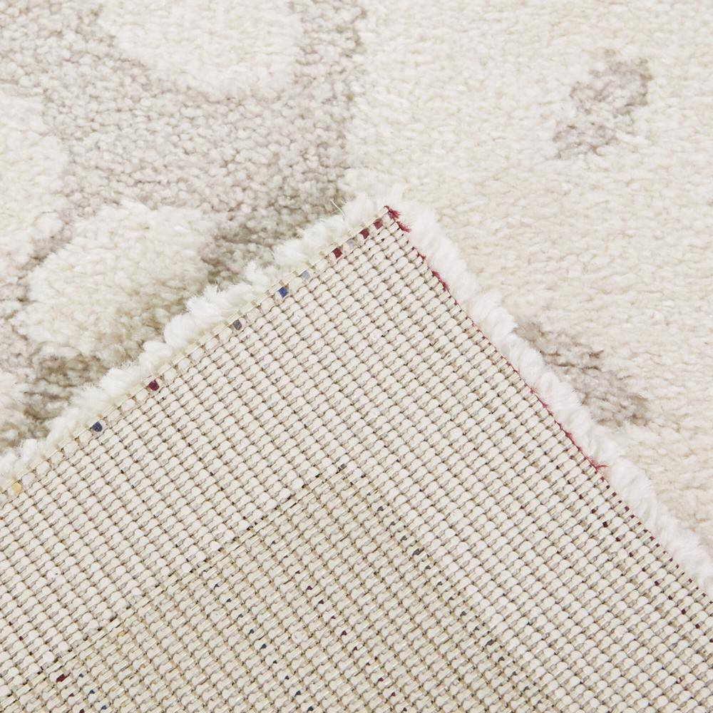 Cream Floral Rectangular Synthetic Easy Care Area Rug