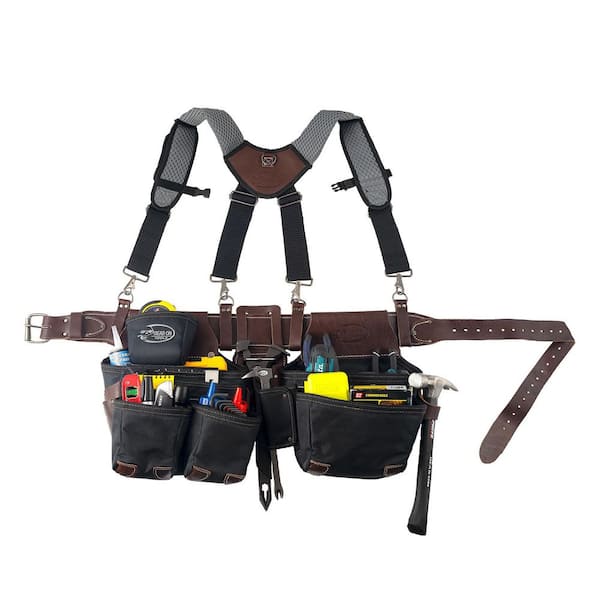 DEAD ON TOOLS Leather Hybrid Weather-Resistant Tool Belt with Suspenders in  Black DO-HSR - The Home Depot