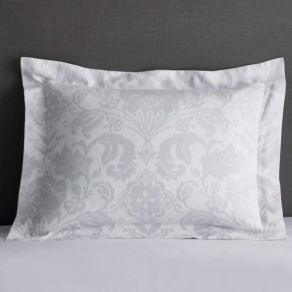 The Company Store Legends Silver Damask Multicolored Floral 600-Thread Count Egyptian Cotton Standard Sham