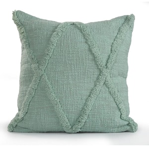 Rhea Criss Coss Misty Jade Geometric Hypoallergenic Polyester 18 in. x 18 in. Throw Pillow