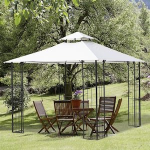10 ft. L x 10 ft. W x 8.5 ft. H Decorative Steel Frame Patio Gazebo with Double Vented Canopy Roof for Garden Lawn