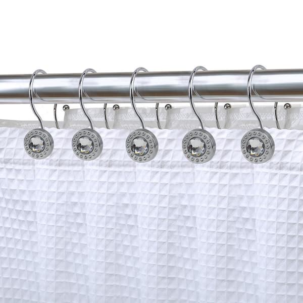 Utopia Alley Chrome Double Shower Curtain Hooks for Bathroom, Rust  Resistant Shower Curtain Hooks Rings, Crystal Design, Set of 12 HK21SS -  The Home Depot