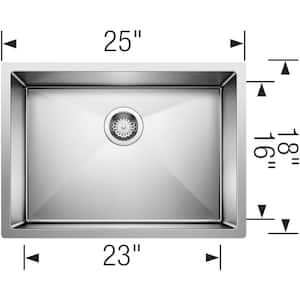 Precision Satin Polished Stainless Steel 25 in. Single Bowl Undermount Kitchen Sink