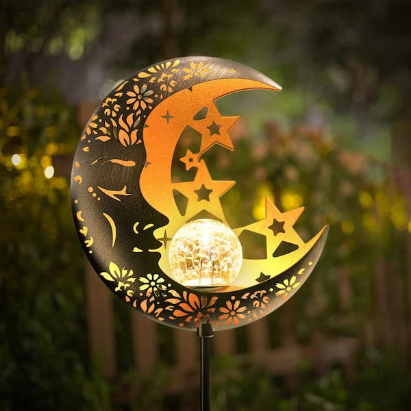 Moon Solar Lights Outdoor Garden Stake Decorative Star Solar ...