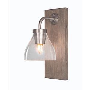 Kirby 1-Light Graphite and Painted Distressed Wood-look Metal Wall Sconce