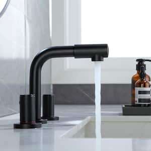 Oberlin 8 in. Widespread Double-Handle Bathroom Faucet with Deck Mount 360° Swivel Spout in Matte Black