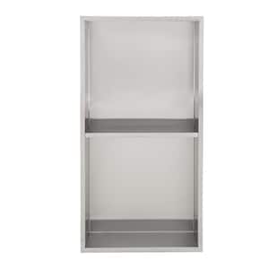 13 in. W x 25 in. H x 4 in. D Recessed Bathroom Shower Niche in Stainless Steel Brushed with Shelf
