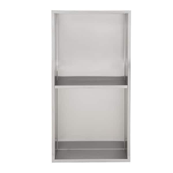 LORDEAR 13 in. W x 25 in. H x 4 in. D Recessed Bathroom Shower Niche in Stainless Steel Brushed with Shelf
