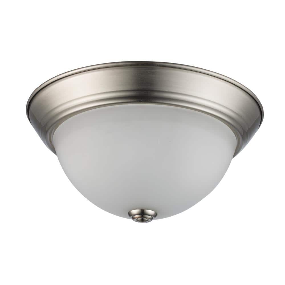 Bowers 11" Brushed Nickel Flush Mount with White Frosted Glass