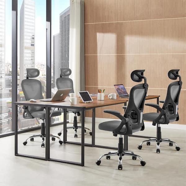 DJ·Wang Grey Modern Desk Comfort Swivel Fabric Home Office Task Chair with  Armrests and Adjustable Height, Suitable for Computer Working and Meeting  and Reception Plac, Overall: D5W21.25H89-99cm : : Home