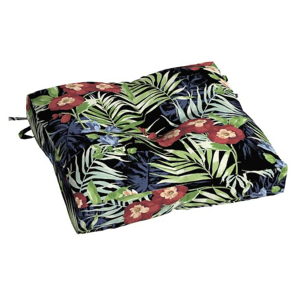 Hampton Bay Black Tropical Rectangle Outdoor Seat Cushion TJ05461B-9D4 ...