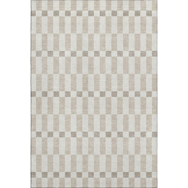 Mayfield Premium Machine Washable Abstract AMF2547 Ivory 3 ft. x 5 ft. Area Rug