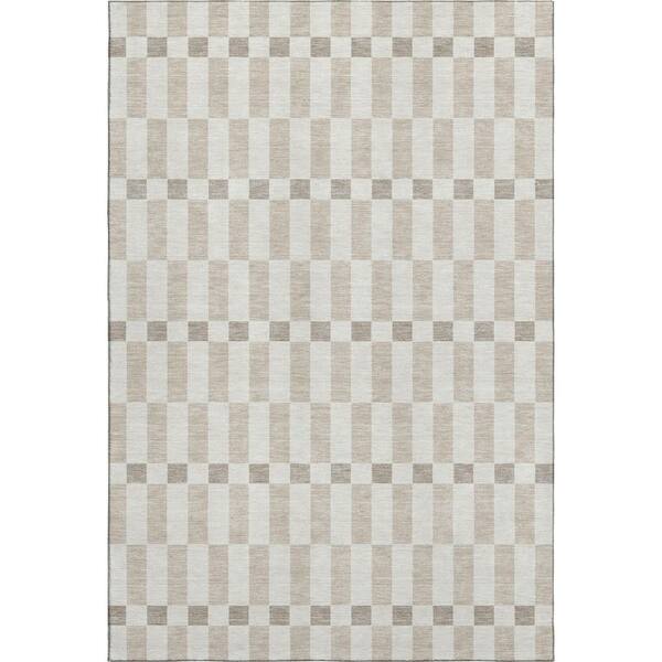 Mayfield Premium Machine Washable Abstract AMF2547 Ivory 5 ft. x 7 ft. 6 in. Area Rug