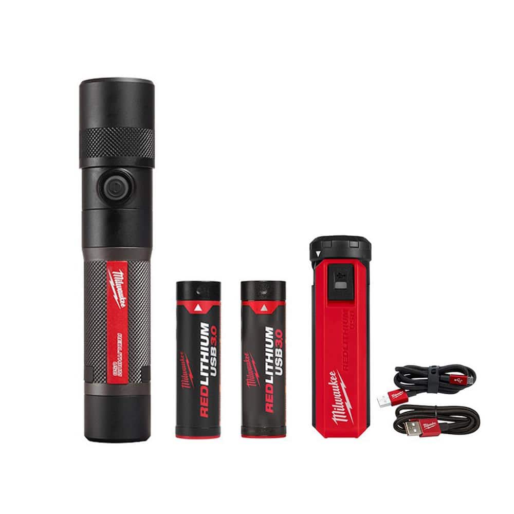Milwaukee 1100 Lumens LED USB Rechargeable Twist Focus Flashlight with