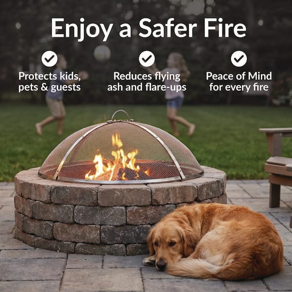 Sunnydaze Heavy-Duty Stainless Steel Fire Pit Spark Screen-36 in