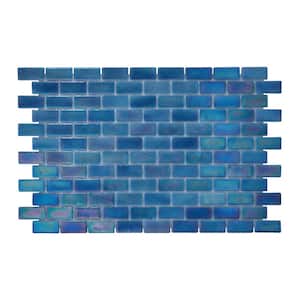 Glass Tile Love Selfless Subway Blue 22.5 in. x 13.25 in. Glossy Glass Patterned Mosaic Wall Tile (9.68 sq. ft./Case)