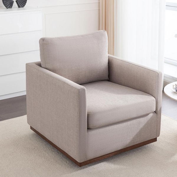 Harper & Bright Designs Light Gray Linen Upholstered 360-Degree Swivel ...