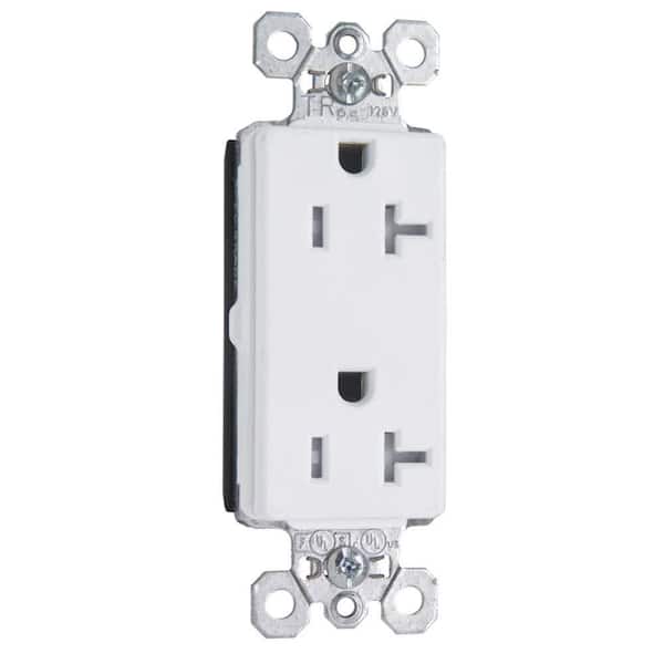 PlugTail 20 Amp Tamper Resistant Decorator Outlet, White
