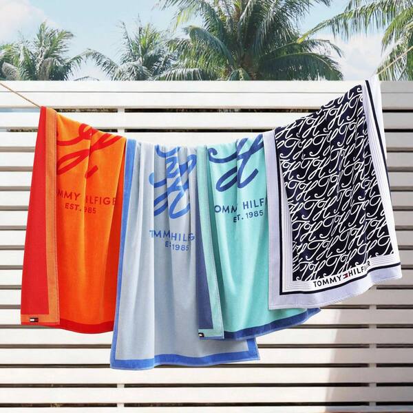 Allover Monogram 1-Piece Navy Blue Cotton Velour 36Wx68L Beach