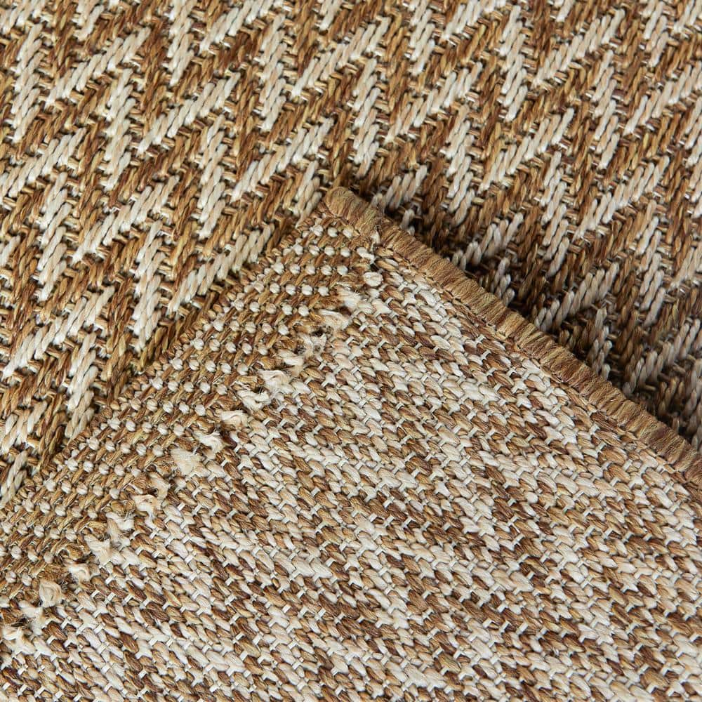 Tan Rectangular Synthetic Weave Indoor/Outdoor Area Rug