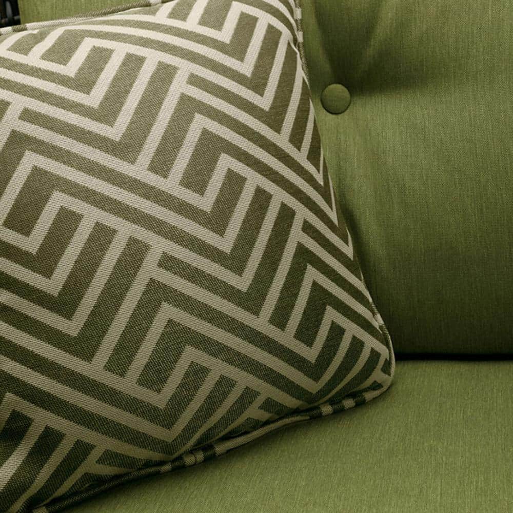 Contemporary Geo Stripe Green and Tan Square Throw Pillows, Set of 2