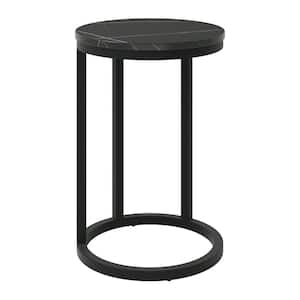 Fort Worth 16 in. Black Round Wood Side Table