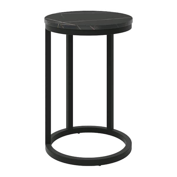 CorLiving Fort Worth 16 in. Black Round Wood Side Table LFF230S The