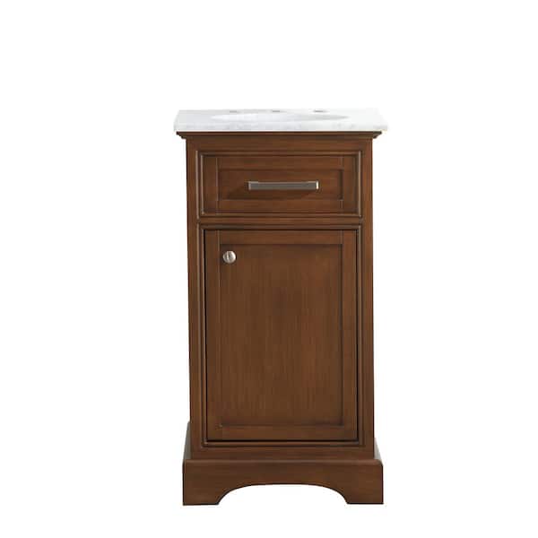 Unbranded Timeless Home 19 in. W x 19 in. D x 35 in. H Single Bathroom Vanity in Teak with White Marble Top and White Basin
