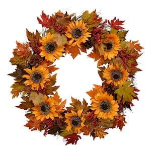 30 in Sunflower and Berry Fall Harvest Wreath