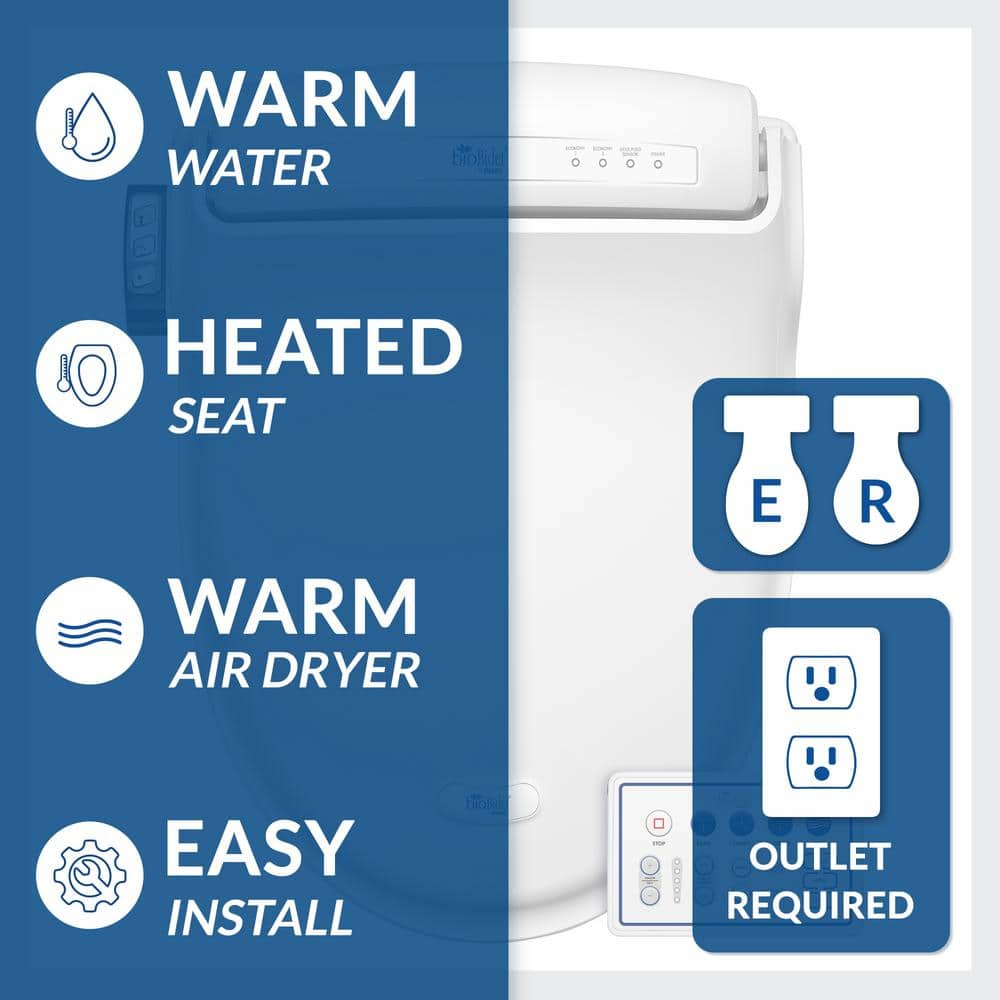 White Heated Electric Bidet Toilet Seat with Remote Control