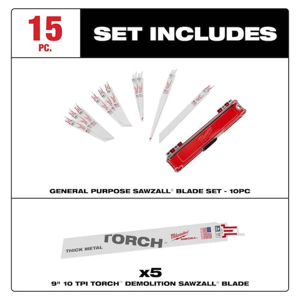 SAWZALL Wood and Metal Cutting Bi-Metal Recip Saw Blade Set (10-Piece) w/ 5 additional Metal Cutting Blades