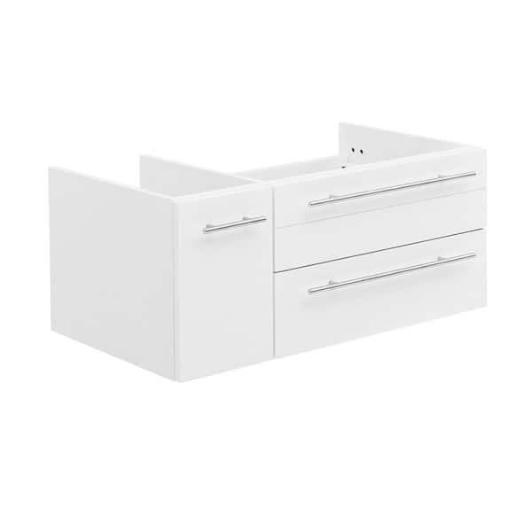 Fresca Lucera 35 in. Wall Mount Single Bath Vanity Cabinet without Top in White - Undermount Sink Compatible - Right Version