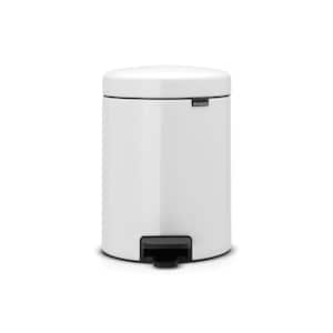 NewIcon 1.3 Gal. White Steel Step-On Trash Can