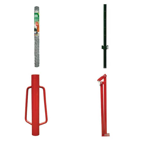 5 ft. x 50 ft. 20-Gauge Poultry Netting, 6 ft. Steel U-Post, Post Driver and Fence Puller Combo