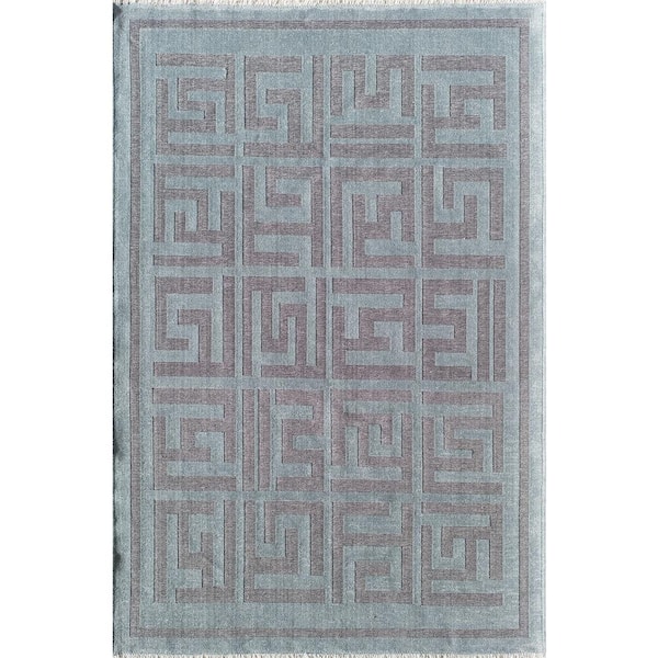 Rugs America Khoi Graphic Gunmetal Blue Area Rug - 2 X 8
