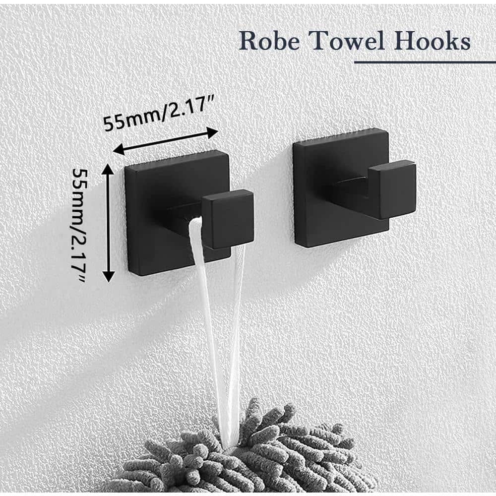 Matte Black 5-Piece Stainless Steel Bathroom Hardware Set