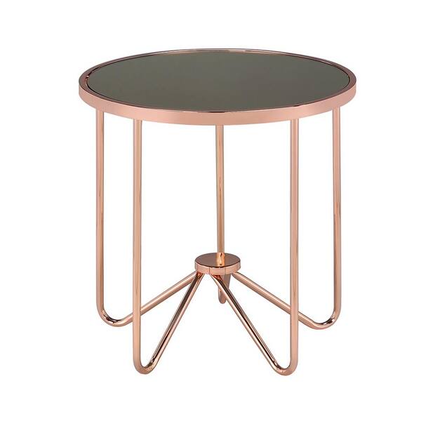 Venetian Worldwide Alivia Rose Gold with Smoky Glass End Table