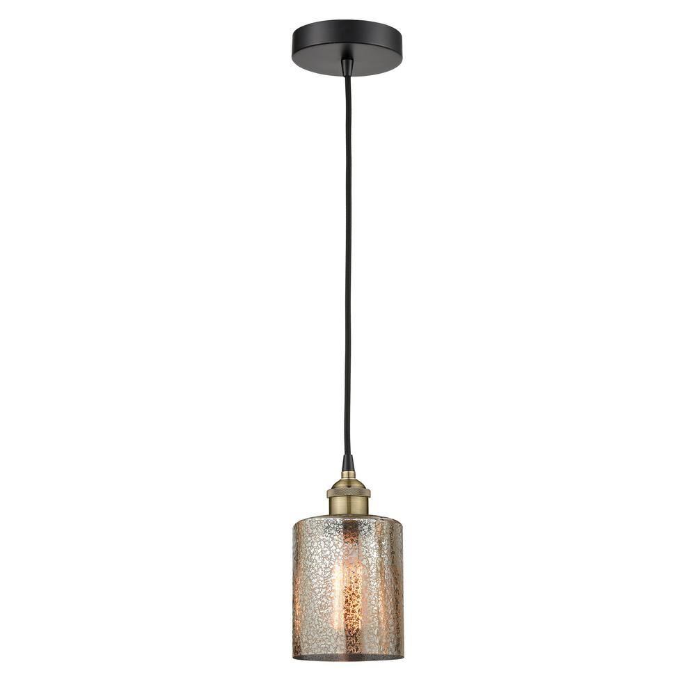 Cobbleskill 100-Watt 1-Light Black Antique Brass Standard Mini Pendant Light with Painted Glass Shade, No Bulbs Included price history on PriceWatchPro