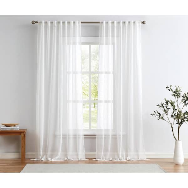 CANNON 50 in. W x 84 in. L Polyester Sheer Window Panel in White